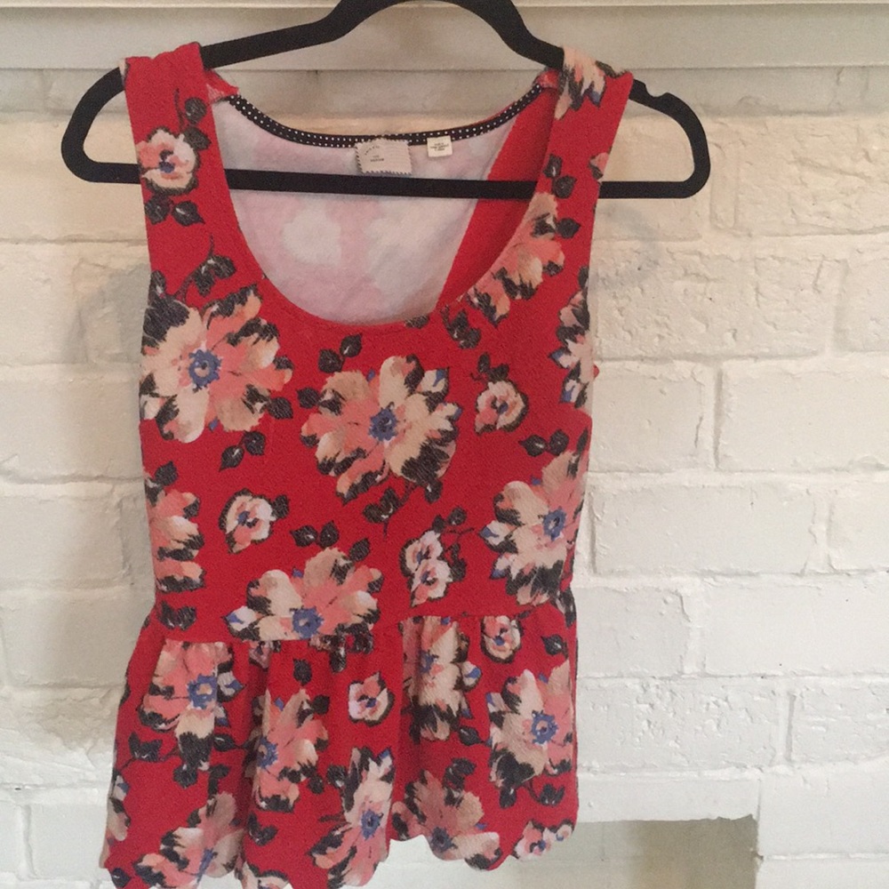 Anthropologie peplum tank with keyhole back